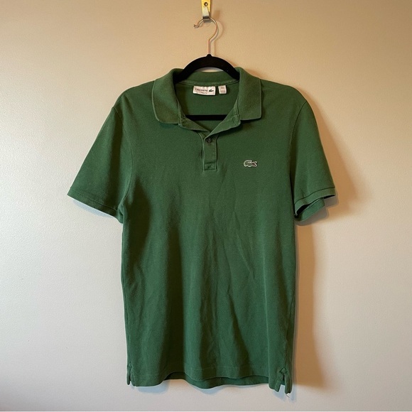 Lacoste Slim Fit Pique Short Sleeve Polo Shirt Evergreen Green size M / 4 - Picture 5 of 12